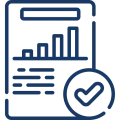 Report icon with checkmark and chart.