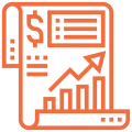 Financial report icon with upward trend graph.